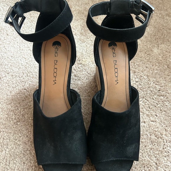 Big Buddha Shoes - Big Buddha Black Wedge Sandals
